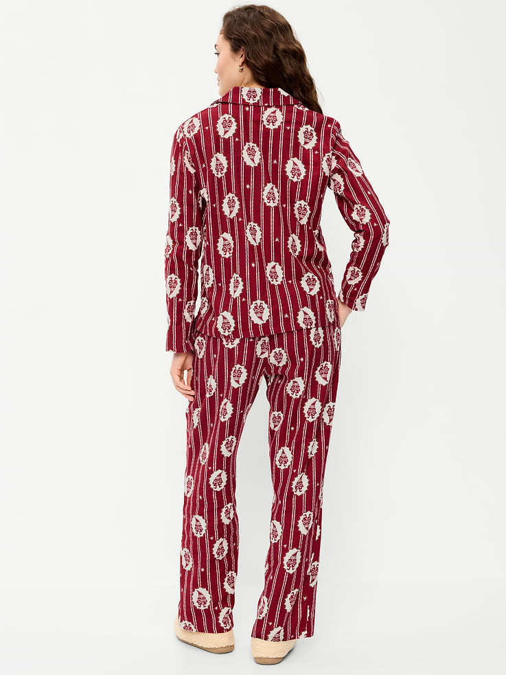 Image 2 of 7, Printed Flannel Pajama Pants Set for Women