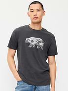 Image 1 of 3, rib-knit collar, short sleeves, graphic varies, Product #909608