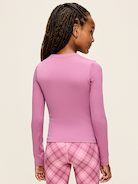 Image 2 of 2, Fitted Long-Sleeve Seamless Ribbed Performance Top for Girls