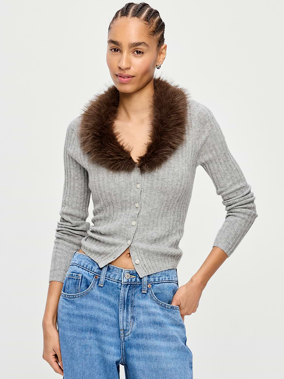 Cardigan SoSoft à col en similifourrure