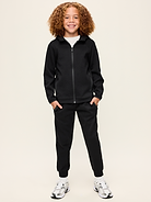 Image 1 of 4, Keep ’em moving in Old Navy Sport's Dynamic Fleece: A soft, breathable cotton blend that's made to move., built-in hood, long sleeves, diagonal zip pockets, full-length zipper, matching jogger sweatpants, elasticized waist, functional drawstring, side zip pockets, banded leg cuffs, Product #915469