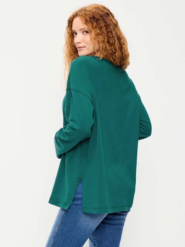 Image 2 de 4, T-shirt long passe-partout surdimensionné à manches longues