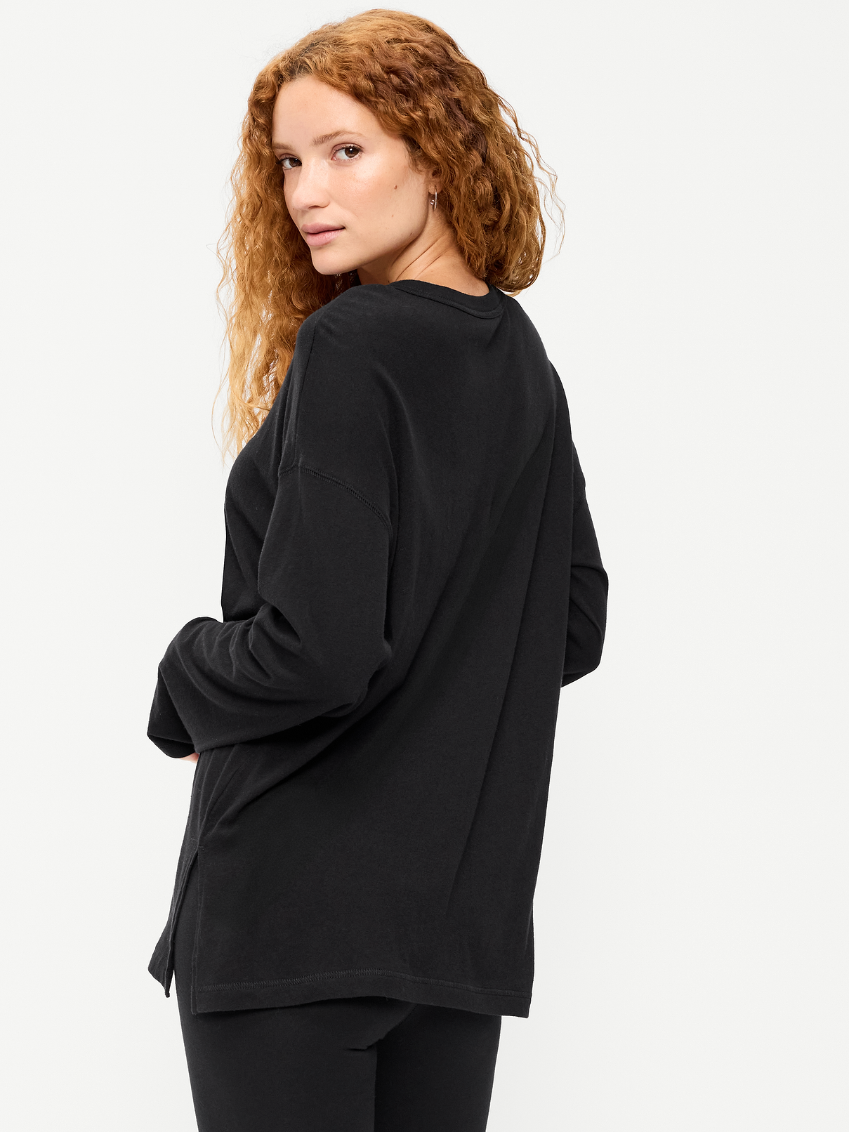 Image 2 of 3, Oversized EveryWear Long-Sleeve Tunic T-Shirt