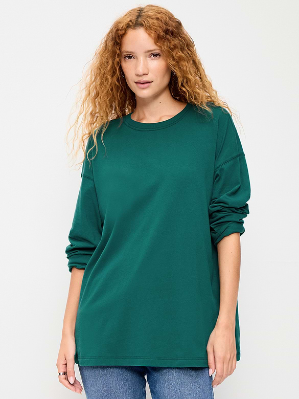 Oversized EveryWear Long-Sleeve Tunic T-Shirt