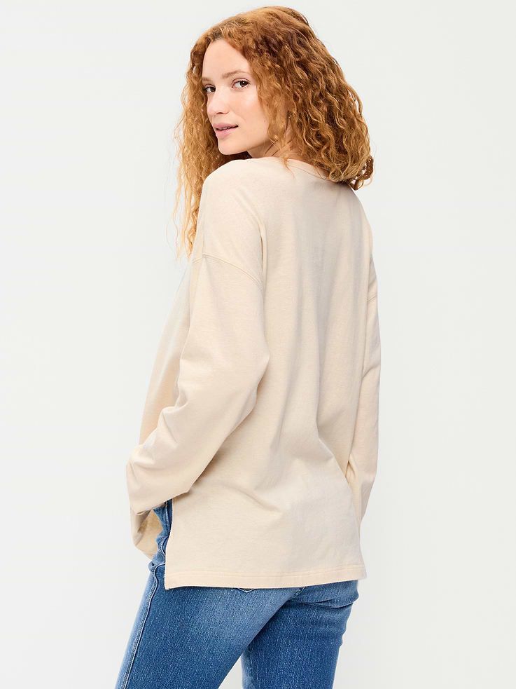 Image 2 de 4, T-shirt long passe-partout surdimensionné à manches longues