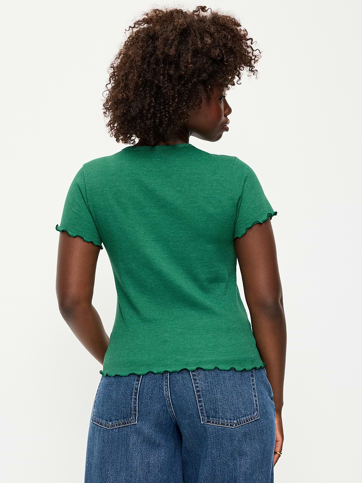 Image 7 de 9, T-shirt ajusté court en tricot gaufré