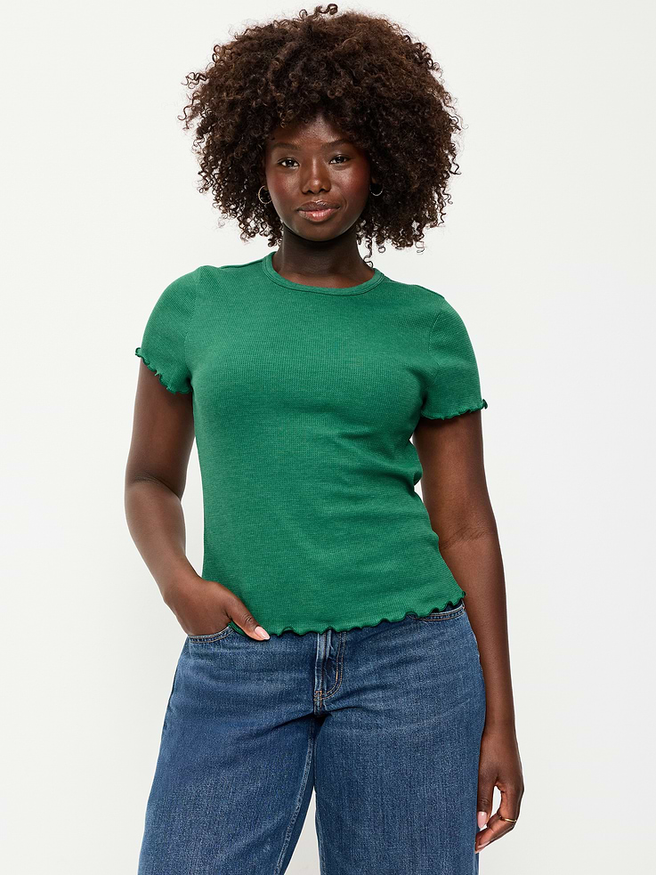 Image 6 de 9, T-shirt ajusté court en tricot gaufré