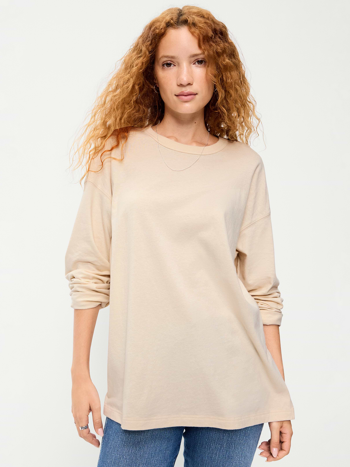 Oversized EveryWear Long-Sleeve Tunic T-Shirt