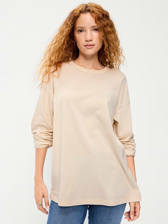 Oversized EveryWear Long-Sleeve Tunic T-Shirt