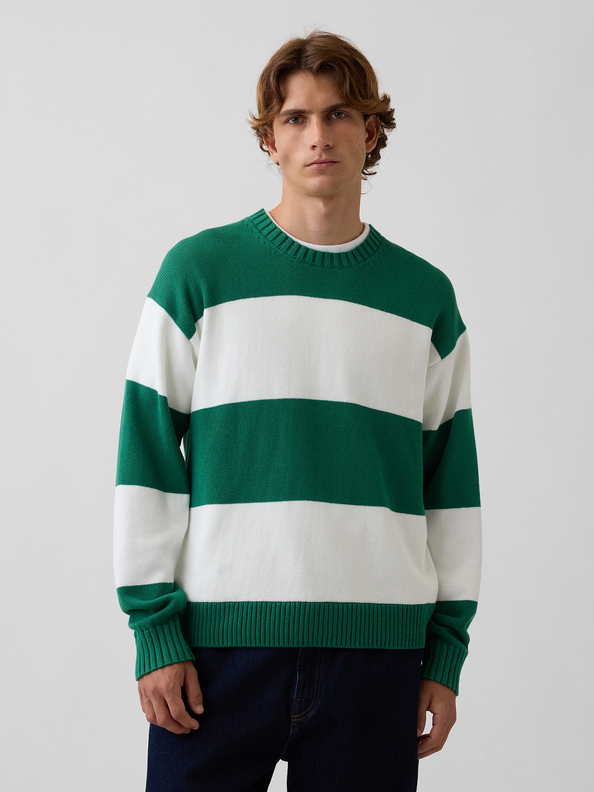 Relaxed Stripe Crew Sweater