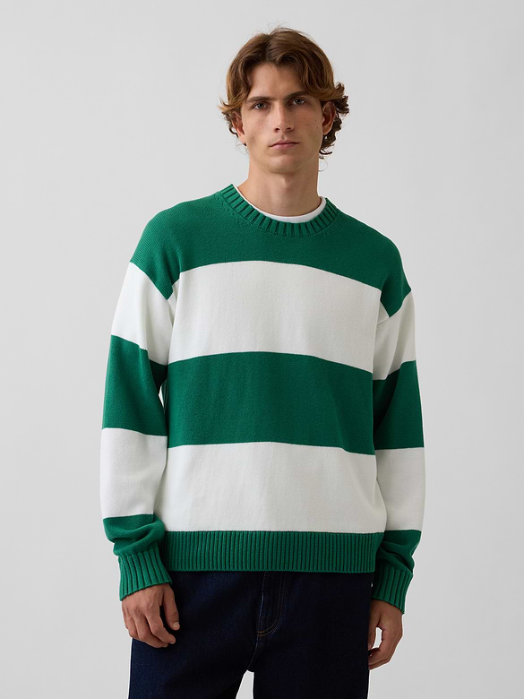 Relaxed Stripe Crew Sweater