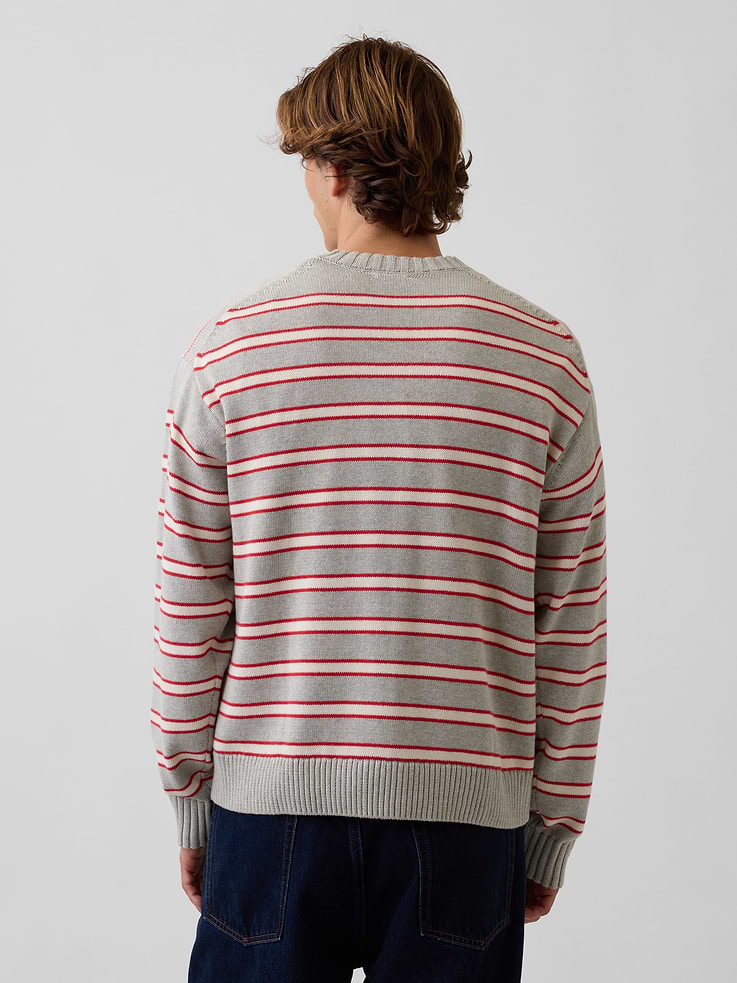 Image 3 of 5, Relaxed Stripe Crew Sweater