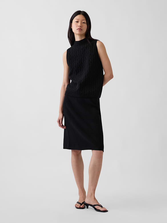 CashSoft Knee-Length Sweater Skirt