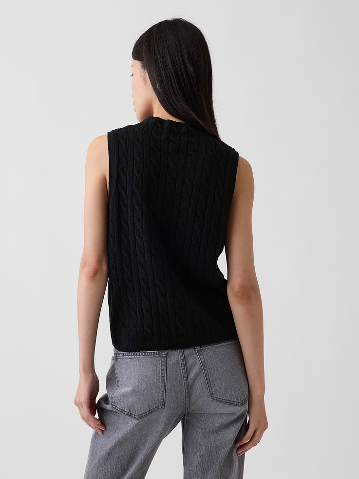 Image 3 of 5, CashSoft Cable-Knit Sweater Vest