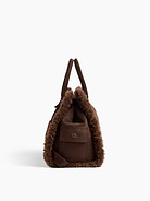 Image 6 of 7, Sherpa-Lined Vegan Suede Five Pocket Tote