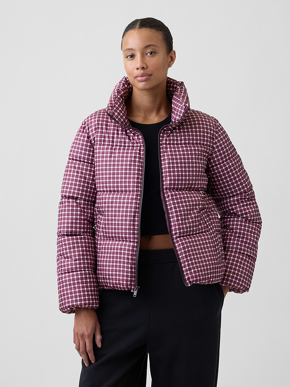 Relaxed Plaid Puffer Jacket