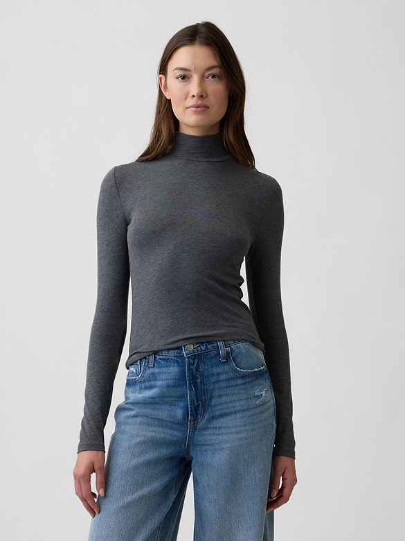Stretch Jersey Mockneck T-Shirt
