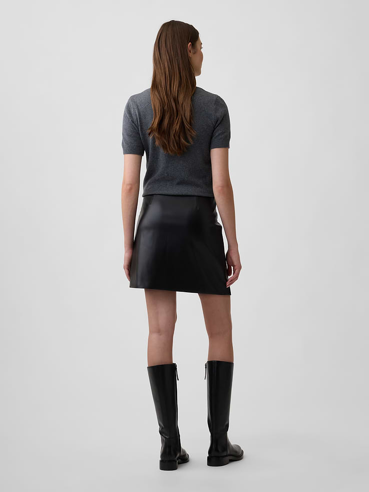 Image 2 of 5, Vegan-Leather Mini Skirt