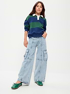 Image 2 of 4, High-Waisted Super Baggy Wide-Leg Cargo Jeans for Girls