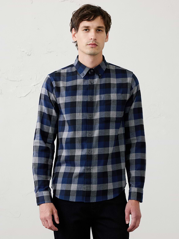 Slim-Fit Lightweight Flannel Shirt
