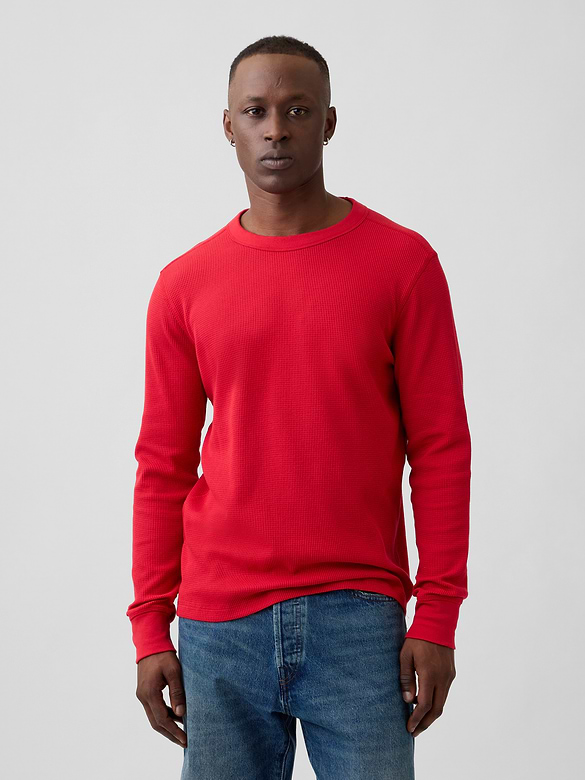 Waffle-Knit Crewneck T-Shirt