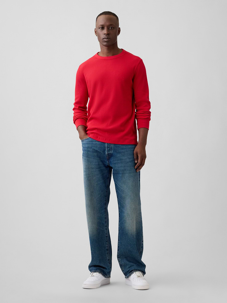 Image 3 of 5, Waffle-Knit Crewneck T-Shirt