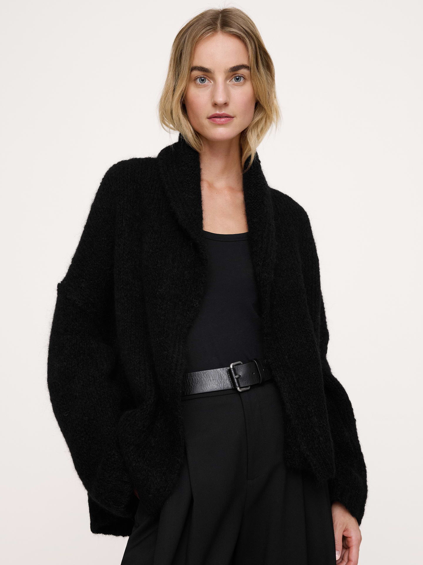Image 1 of 6, Spun from a soft alpaca blend for extra cozy appeal, this cardigan sweater is cut for a relaxed fit that's easy to layer through the seasons., Ultra-Oversized Fit: Lots of room through chest, shoulders, and waist. Dropped shoulder seam., Unlined., Product #1180205