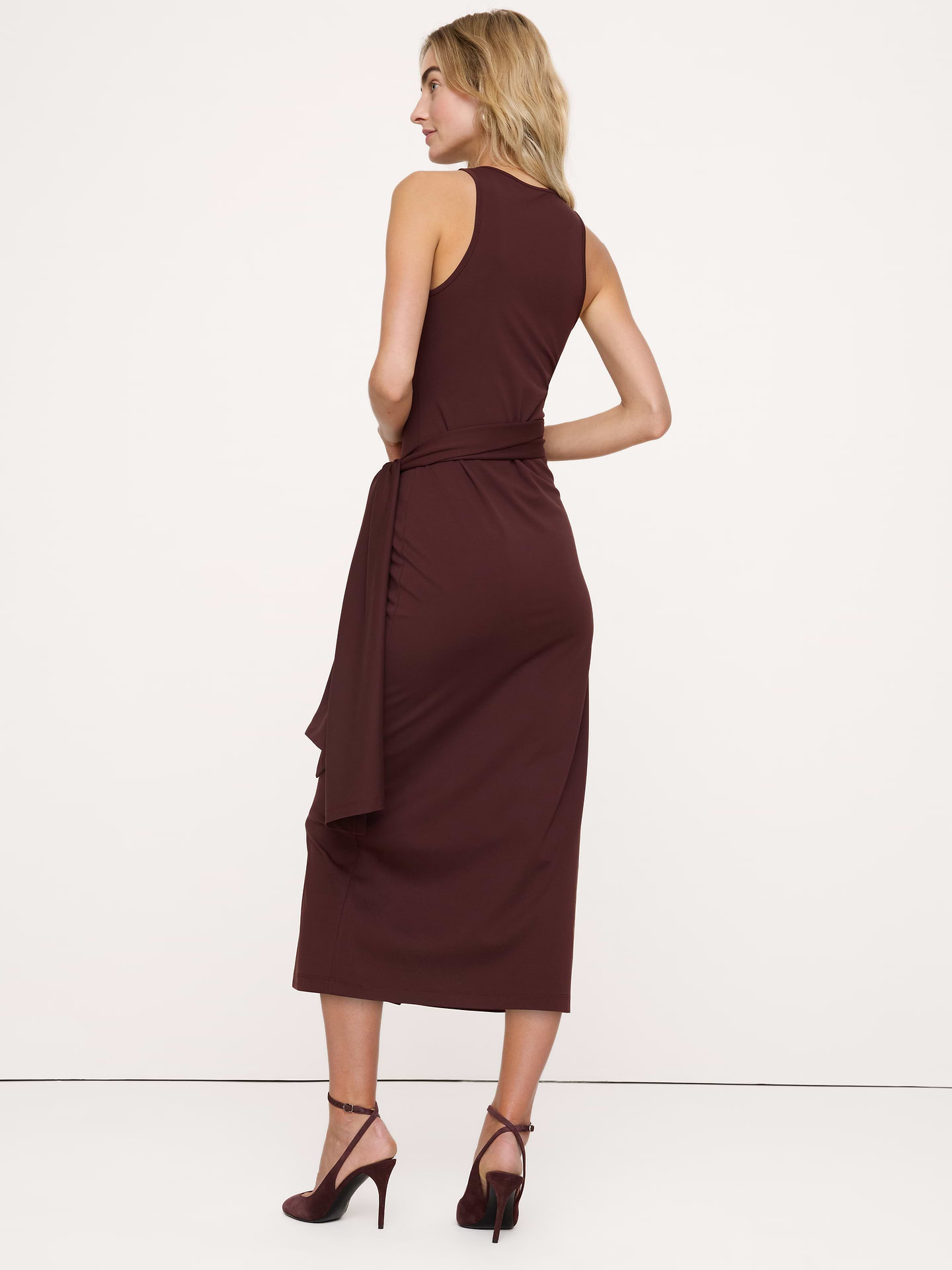 Image 3 of 6, Knit Wrap Midi Dress