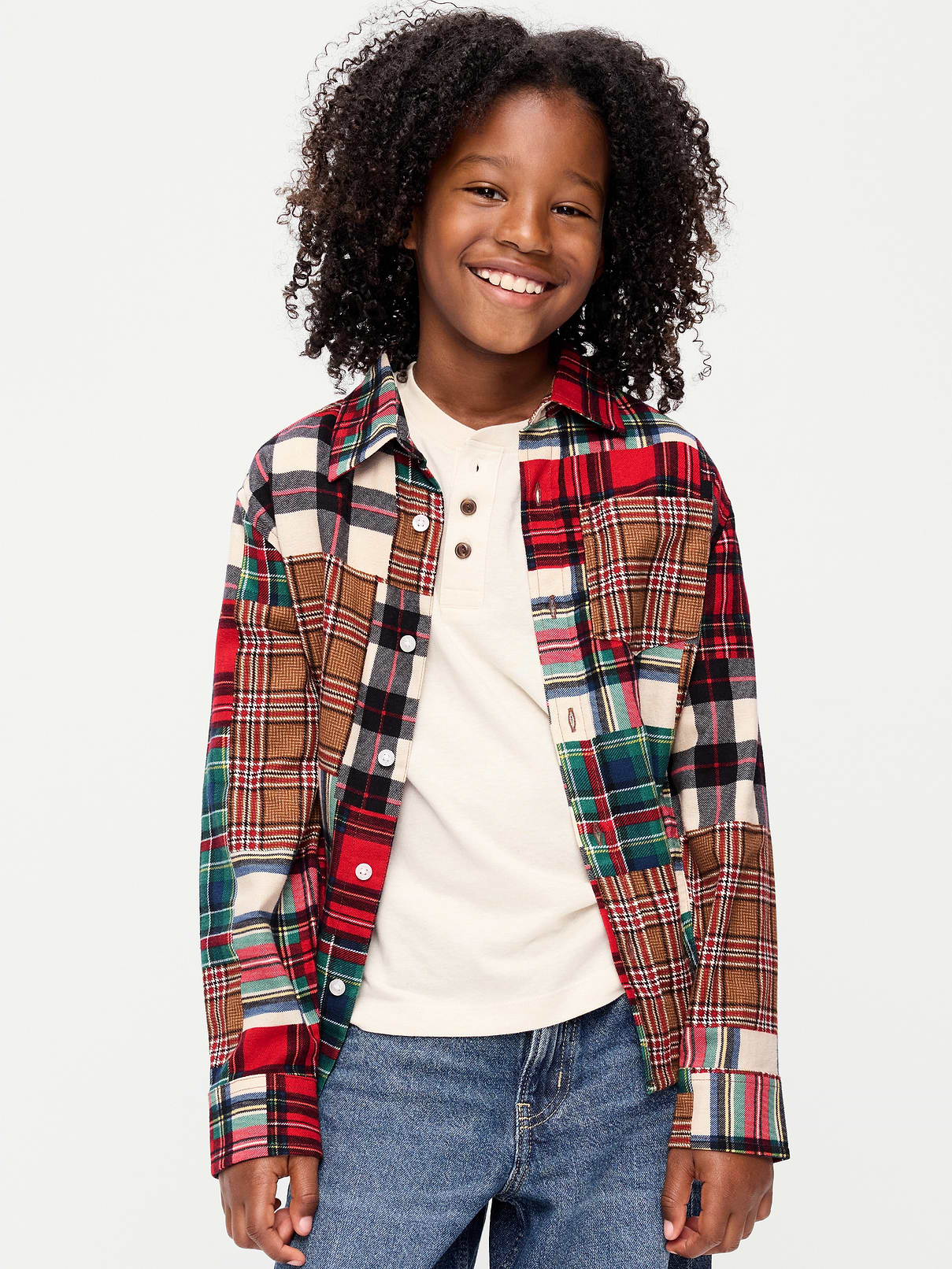 Image 1 of 3, spread collar, long sleeves, buttoned cuffs, pocket at chest, full length button front, curved hem, Product #1184181