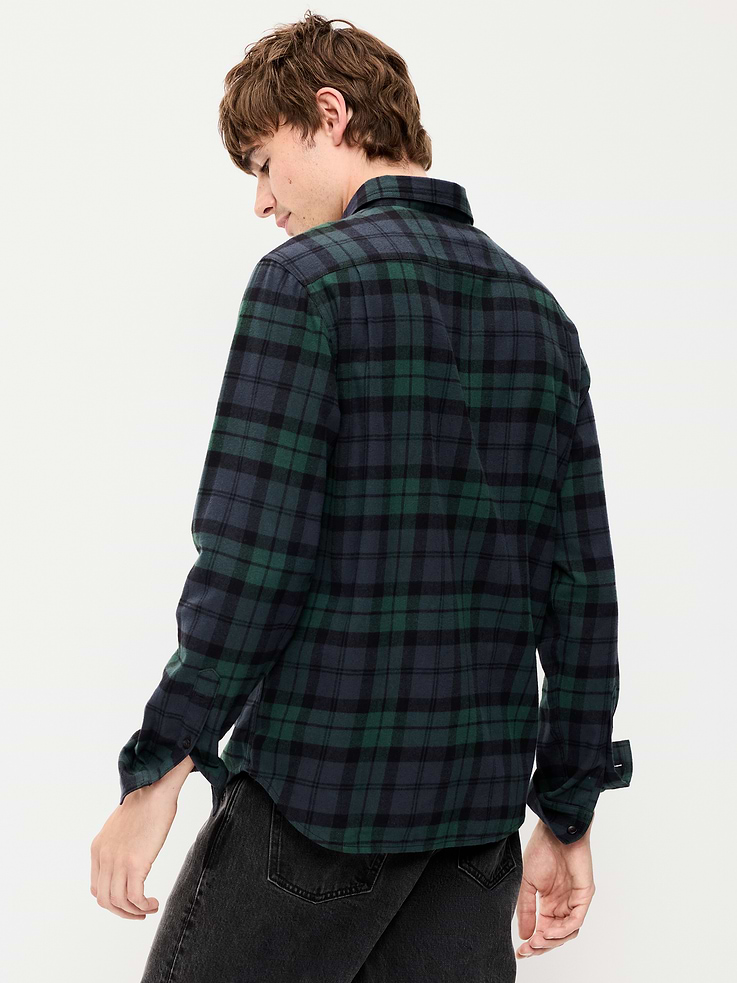 Image 2 of 4, Relaxed Long-Sleeve Flannel Pocket Shirt