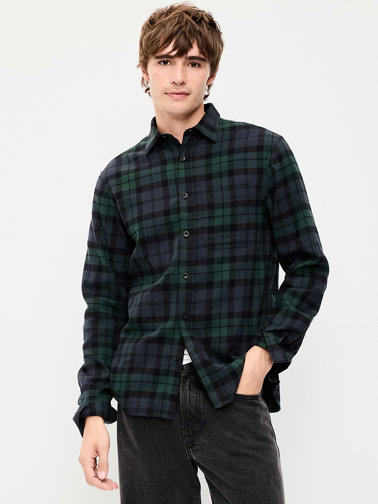 Image 1 of 4, spread collar, long sleeves with buttoned cuffs, full-button front, chest pocket, Product #1184094