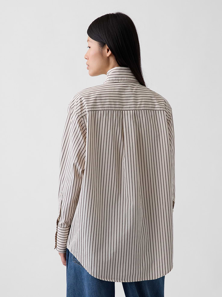 Image 3 of 5, Organic Cotton Poplin Tie-Neck Big Shirt