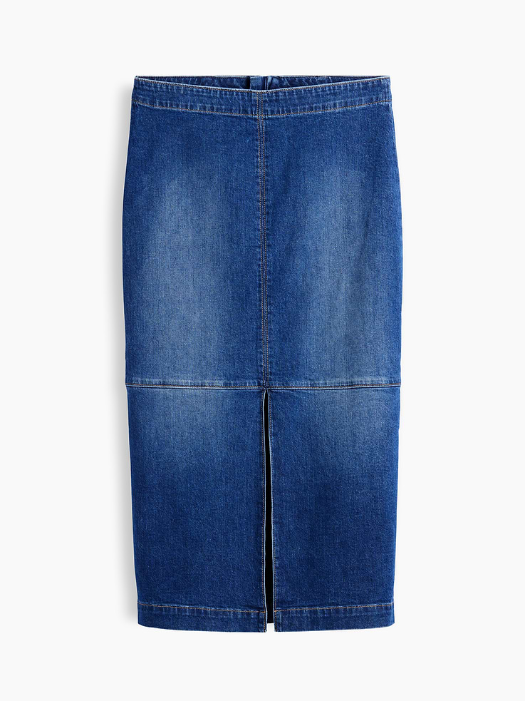 Image 5 de 5, Jupe droite mi-longue en denim à coutures apparentes