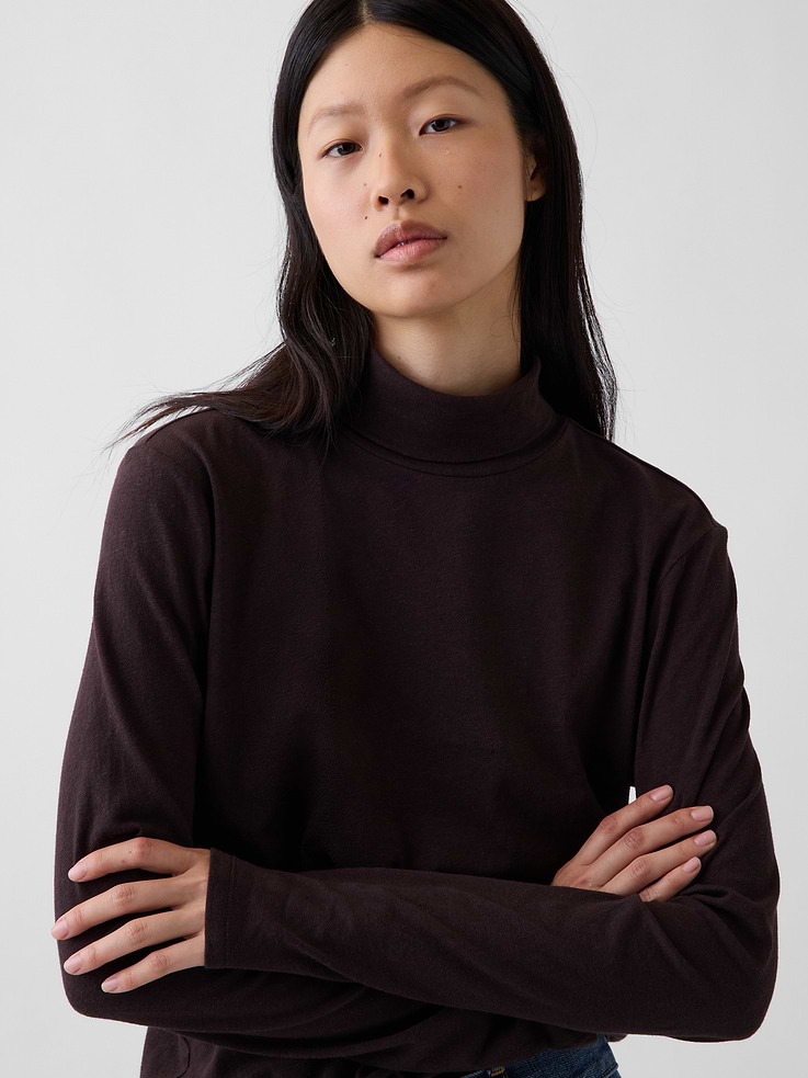 Image 4 of 5, 100% Cotton Authentic Turtleneck T-Shirt