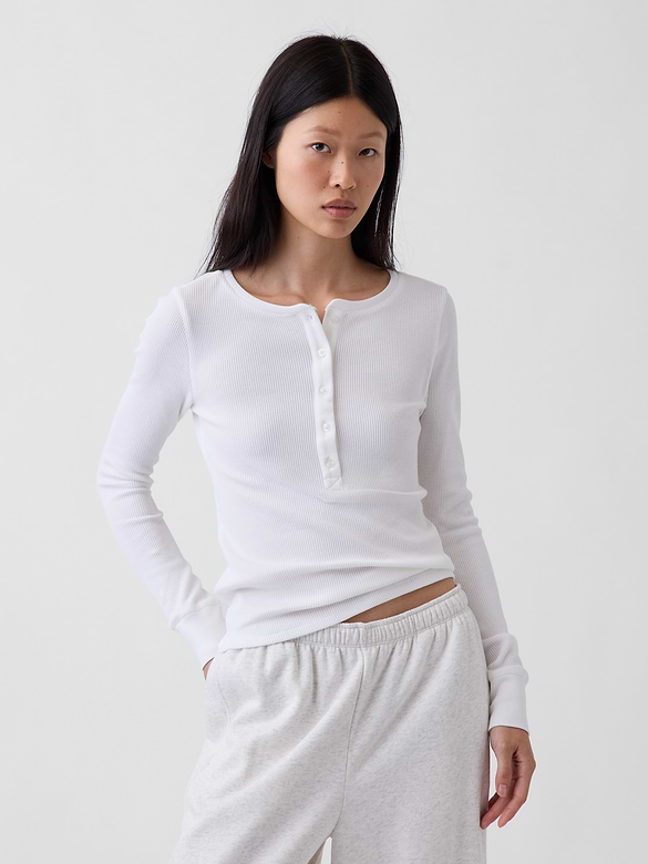 Waffle Henley PJ Top