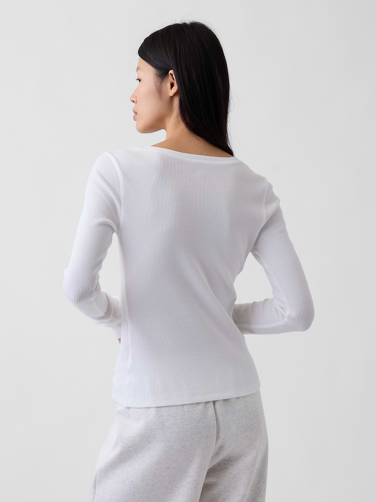 Image 3 de 5, Haut de pyjama henley en tricot gaufré