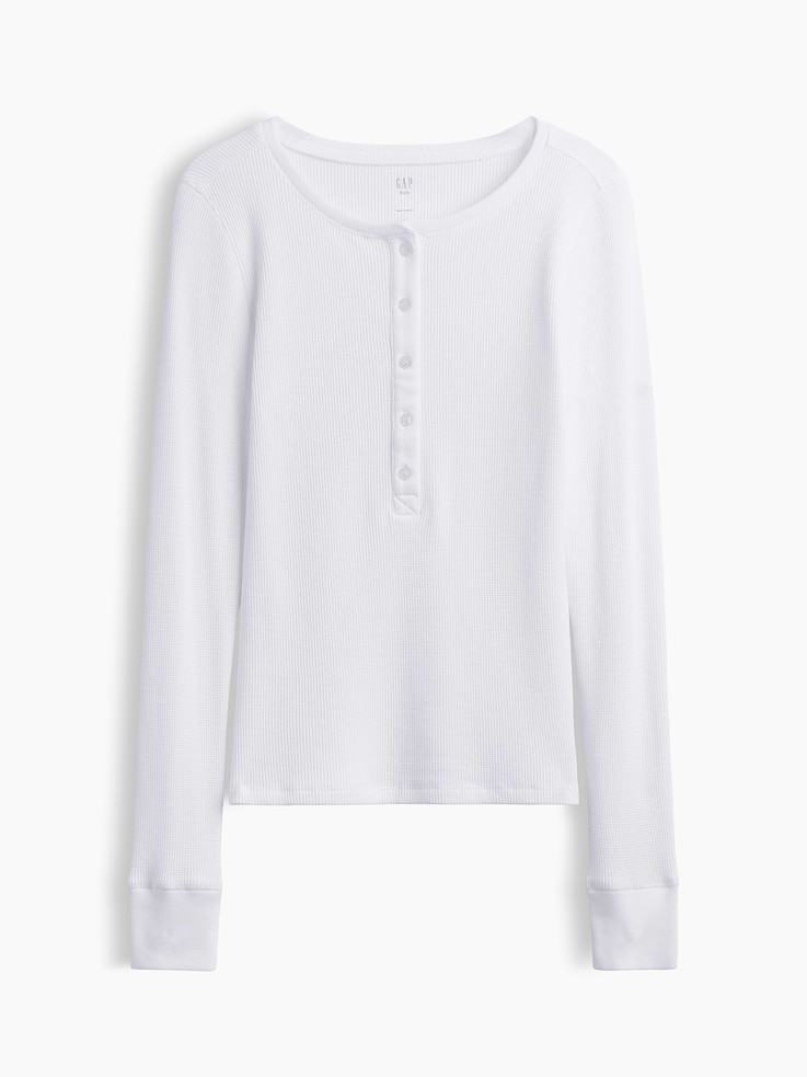 Image 5 de 5, Haut de pyjama henley en tricot gaufré