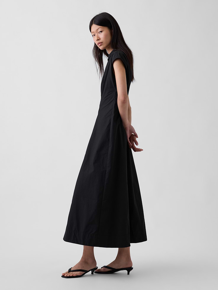 Image 3 de 4, Robe chemisier longue en popeline