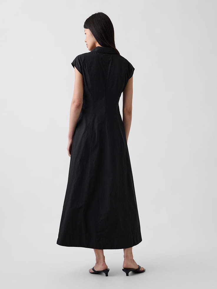 Image 2 de 4, Robe chemisier longue en popeline