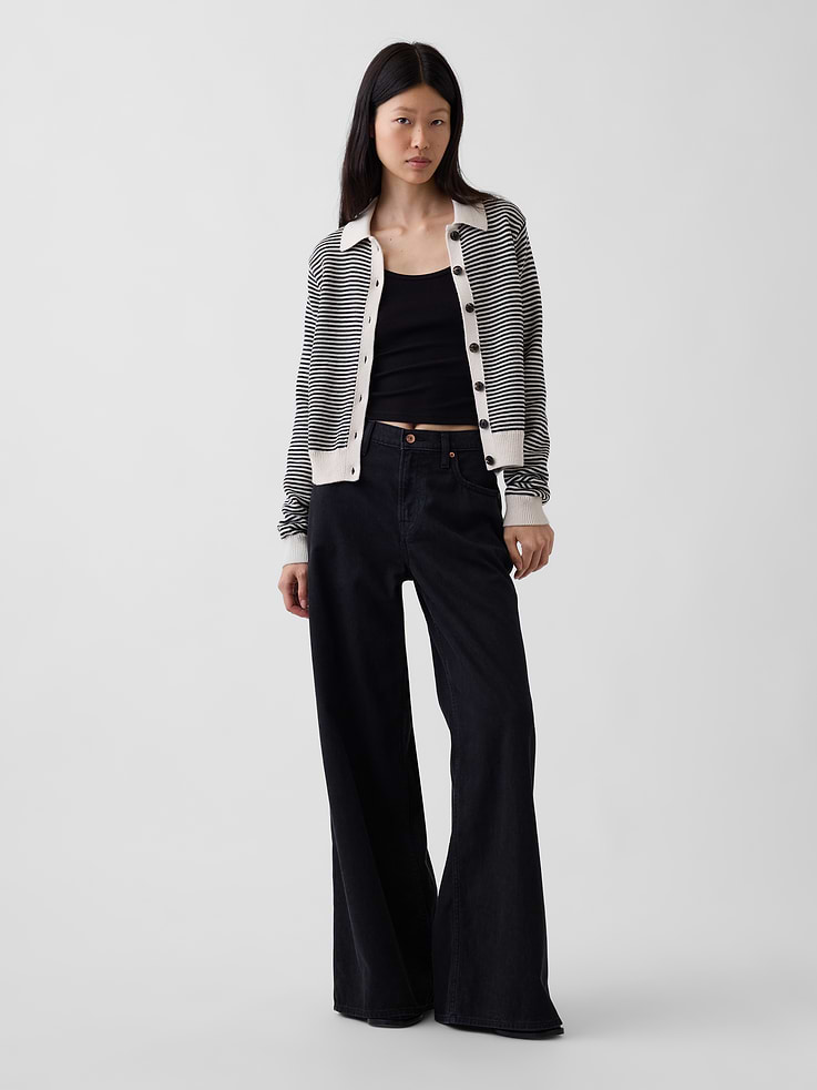 Image 2 de 6, Cardigan polo surdimensionné 100 % coton