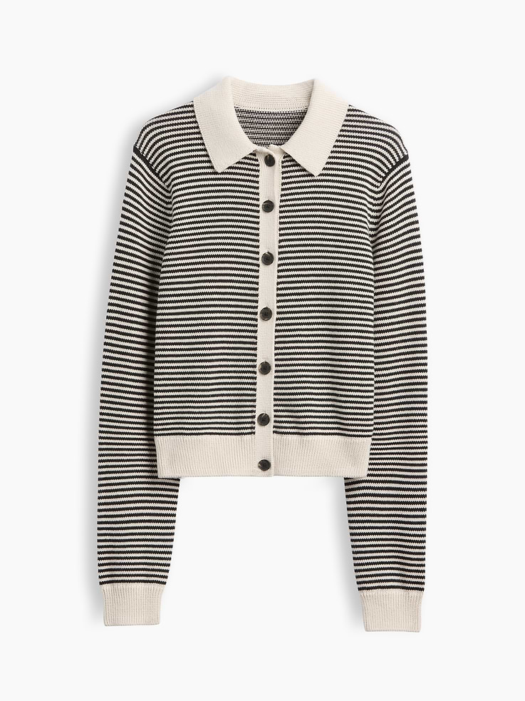Image 6 de 6, Cardigan polo surdimensionné 100 % coton