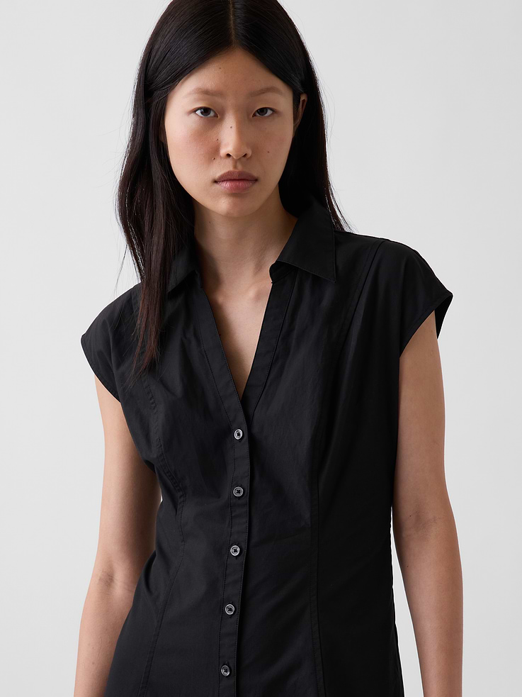 Image 4 de 4, Robe chemisier longue en popeline