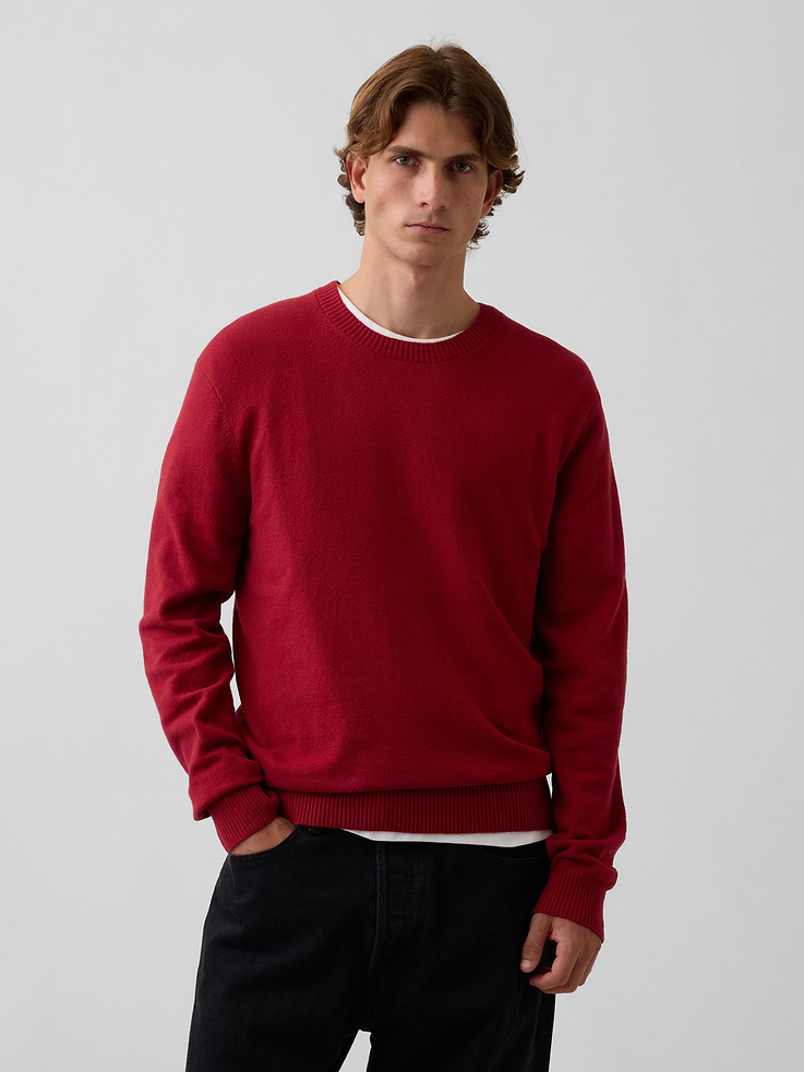 Image 1 of 5, Supersoft cotton-blend pullover sweater., Crewneck., Long sleeves., Ribbed cuffs and hem., Product #907276