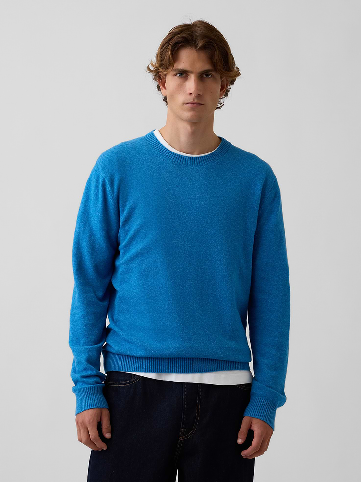 Image 1 of 5, Supersoft cotton-blend pullover sweater., Crewneck., Long sleeves., Ribbed cuffs and hem., Product #907276