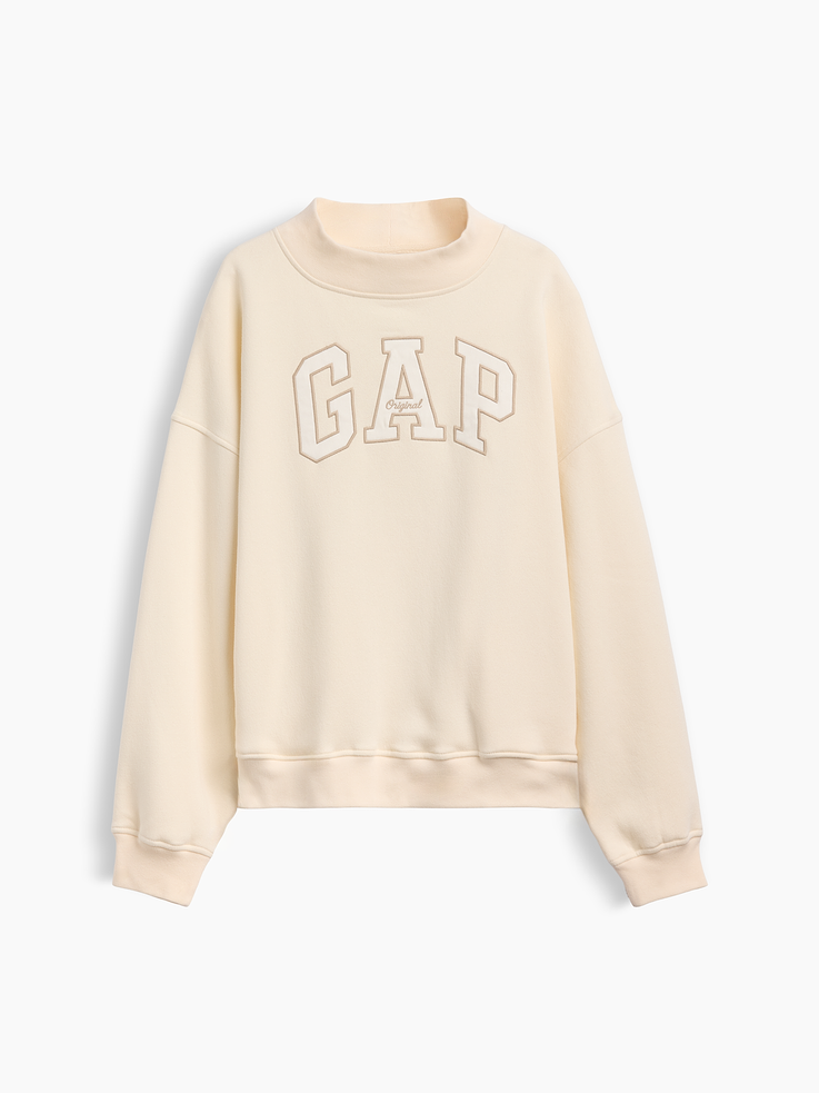 Image 2 of 2, VintageSoft Oversized Mockneck Logo Sweatshirt