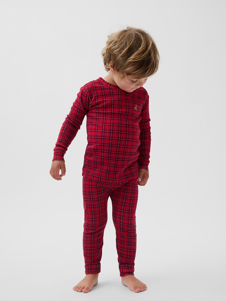 Image 2 de 7, Pyjama en coton biologique brossé à carreaux pour Enfant et Bébé