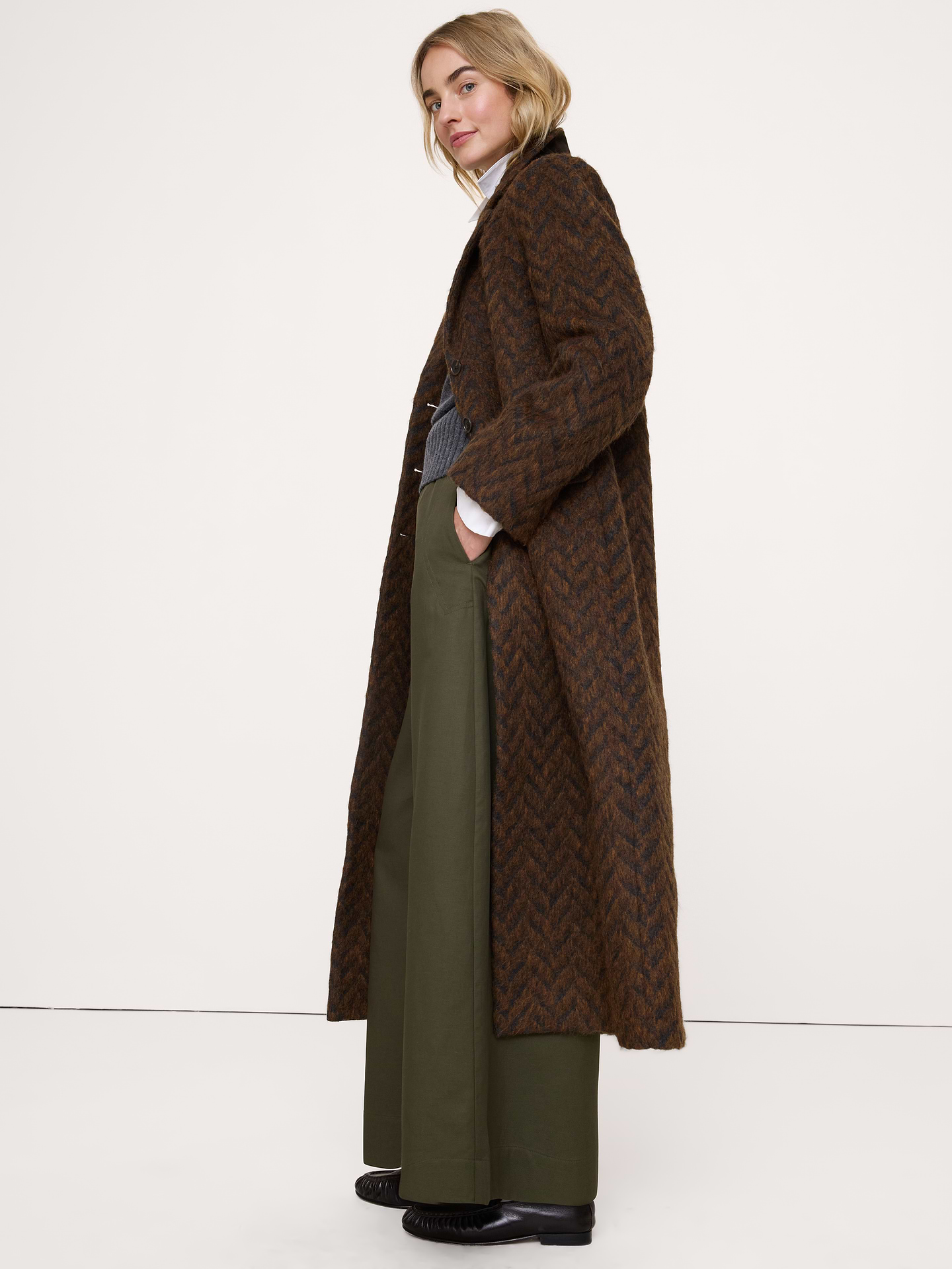 Image 5 de 5, Manteau en tissu italien à chevrons