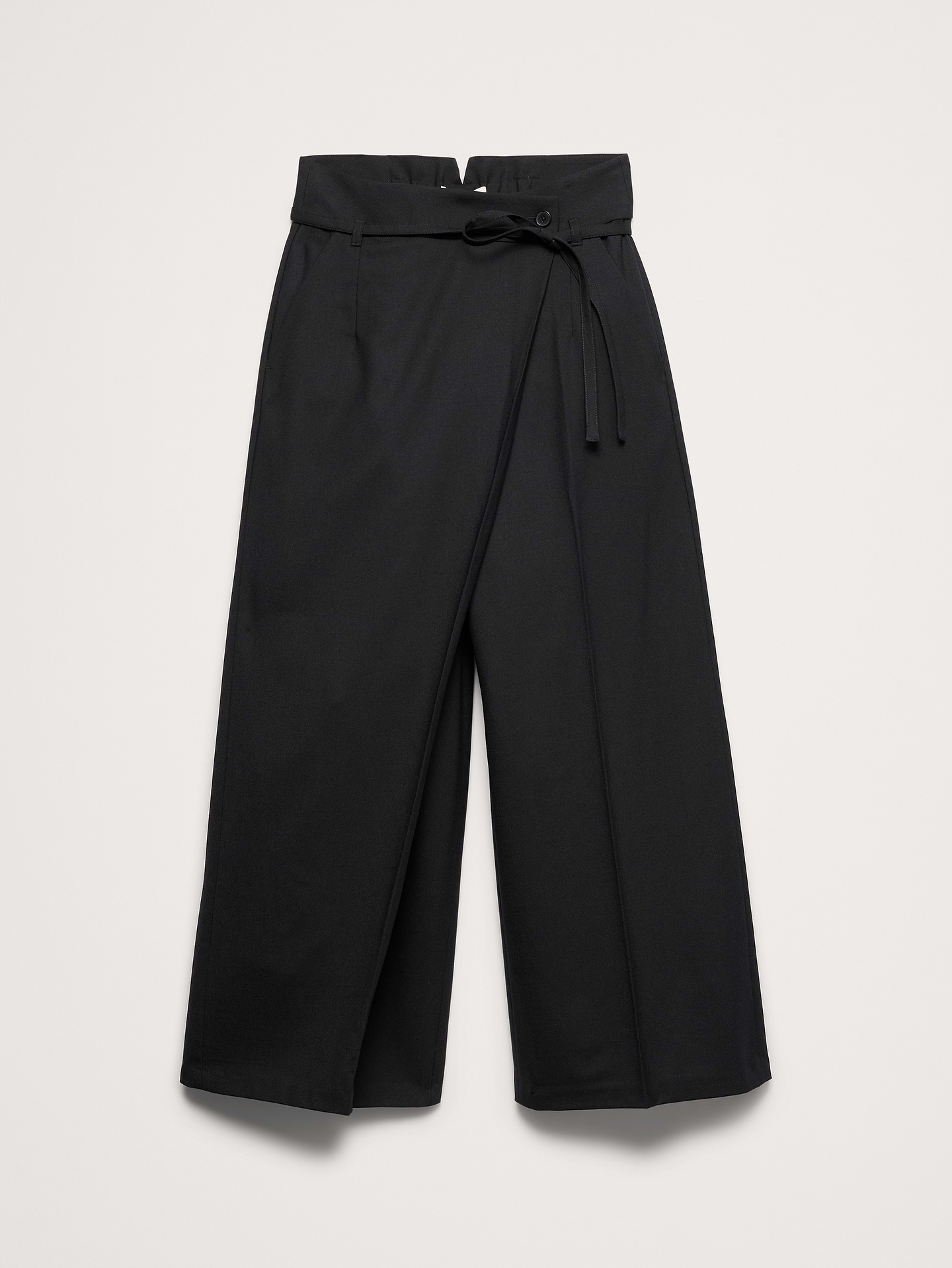 Image 5 de 6, Pantalon à jambe large et à taille haute accordéon en lin