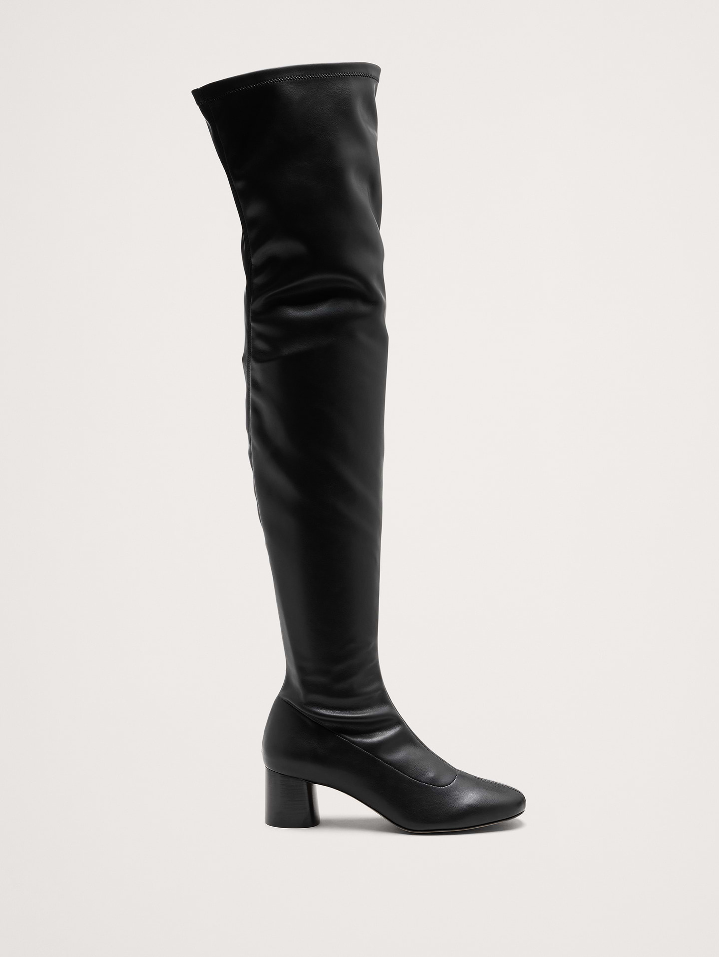 Image 1 of 5, A sleek over-the-knee boot executed in a luxurious stretch-fabric from Italy, finished with a mid-height block heel for all-day comfort., Stretch-fabric uppers from Italy., Premium foam cushioned footbed., Rubber soles., Slip-on styling., Made in Portugal., Product #904798