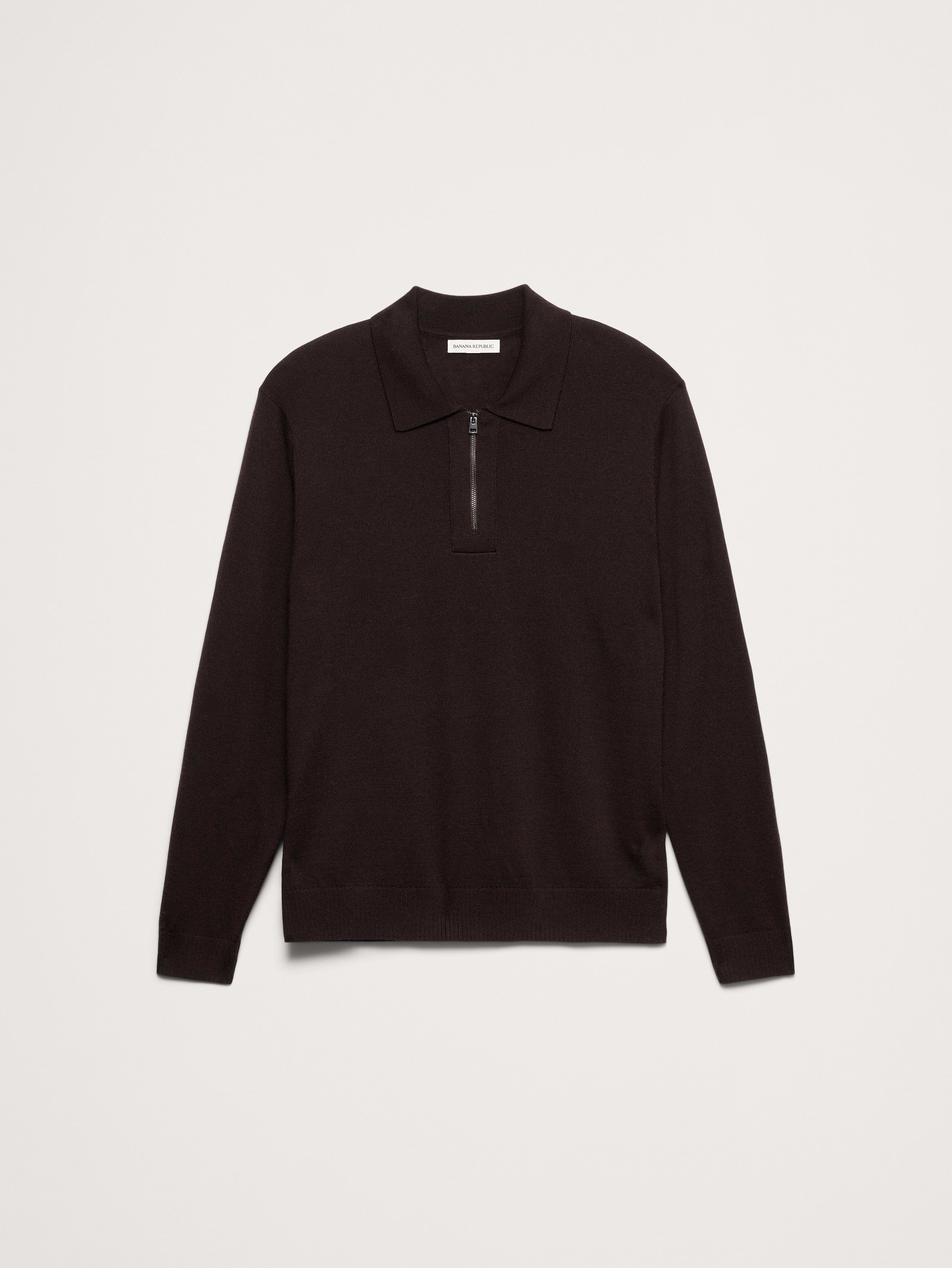 Merino Zip-Up Sweater Polo | Banana Republic